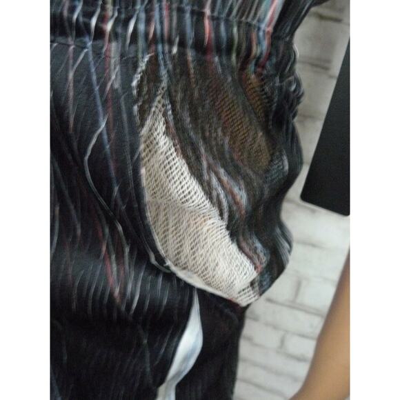 $184 Komarov Black Multi Vneck Mesh Insert Drawstring Sheath Dress Medium NWT - Picture 8 of 10